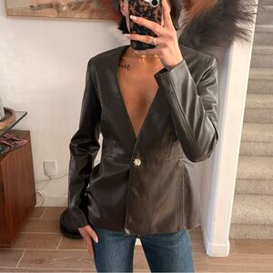 Elie Tahari Women's Faux Leather Blazer